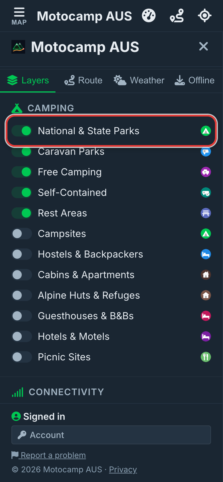 Open Menu, then Layers, on a phone