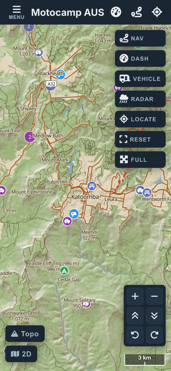 Find the pins on the map, on a phone