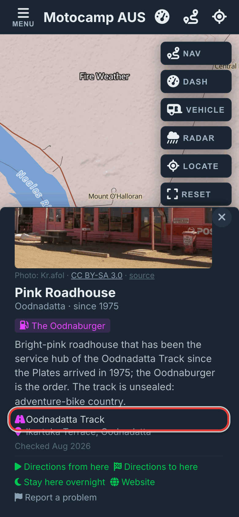 A food stop's card.