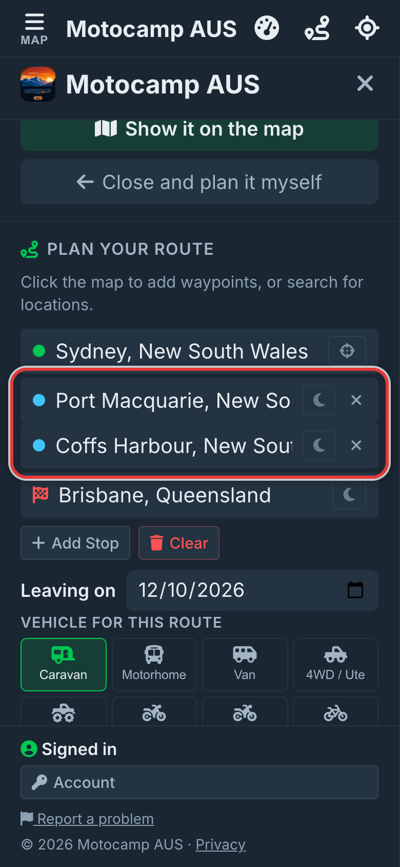 Plan your route, on a phone