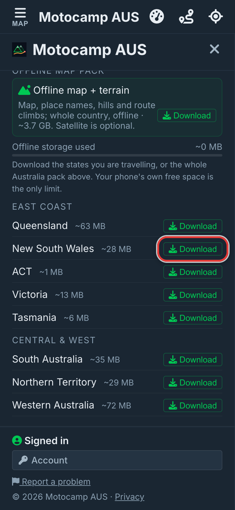 Or download just one state, on a phone