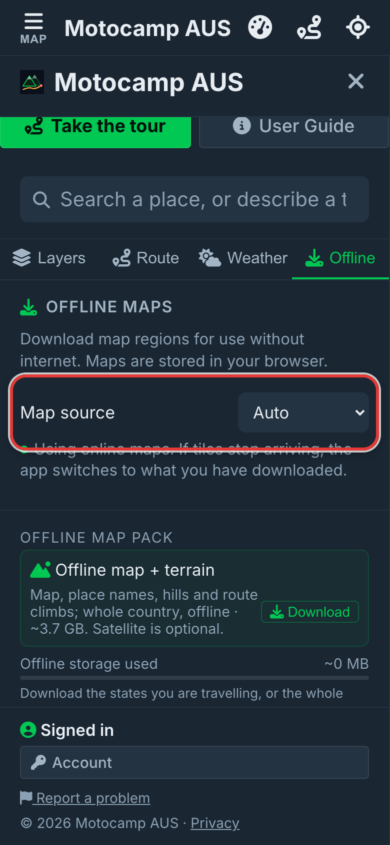 Leave Map source on Auto, on a phone