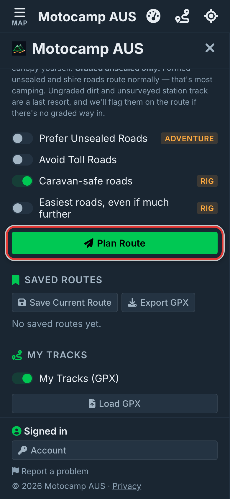 Add your end, tap Plan Route, on a phone