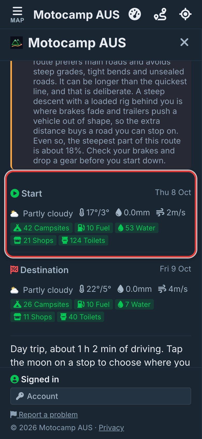 Plan a route, see each stop, on a phone